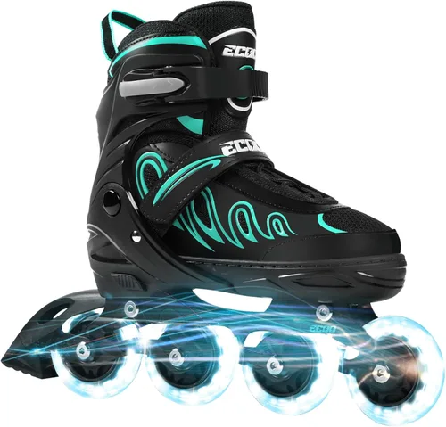 Miniatura 8 de Patines en línea para niñas y niños de 5 a 8 años, 8 a 12 años, ruedas iluminadas, tamaño ajustable, para niños, adultos, mujeres, exteriores Púrpura