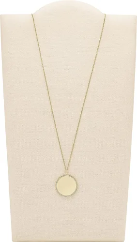 Miniatura 2 de Fossil Collar de cadena con dije de acero inoxidable grabado chapado para mujer