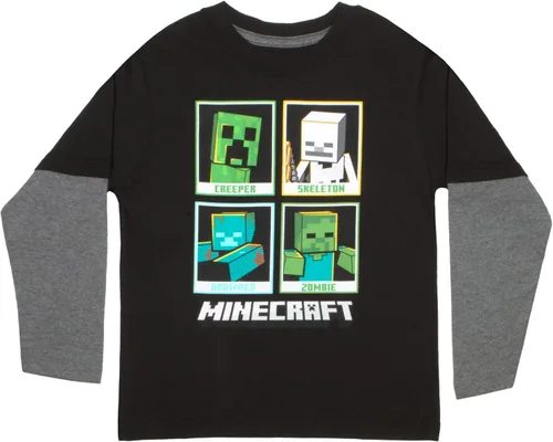 Minecraft Camiseta de manga larga con diseño de enredadera y personajes para niños, camiseta de manga larga