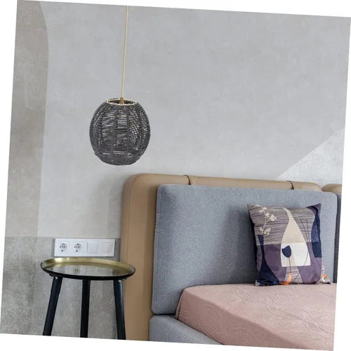 Miniatura 9 de Lámpara de cuerda tejida hecha a mano, cubierta de araña retro para comedor, estilo moderno, linterna de techo, cuerda de papel, decoración de luz