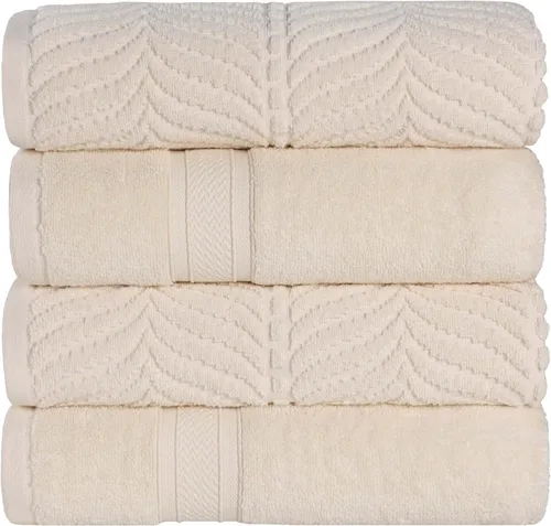 Miniatura 28 de Superior Juego de toallas surtidas de algodón Chevron de 12 piezas, cero torsión, secado rápido, artículos esenciales para el hogar, ducha, spa