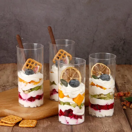 Miniatura 9 de mwellewm 150 paquetes de mini tazas de postre con cucharas, tazas de postre de plástico transparente de 3oz para postres tipo parfait para fiestas