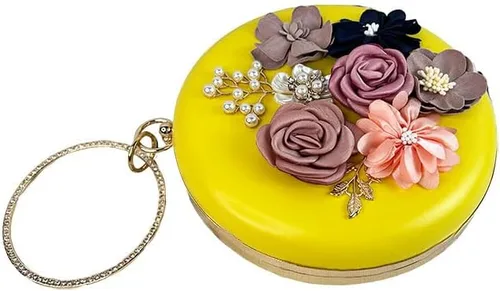 Miniatura 2 de Bolso de mano para mujer 3D rosa nude floral bolso de mano Hecho a mano con perla Boda nupcial diurna fiesta de noche