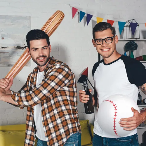 Miniatura 2 de Sotiff Bate de béisbol inflable para niños, 12 unidades, de 29.5 pulgadas, con temática deportiva, color marrón, para fiestas deportivas, regalos