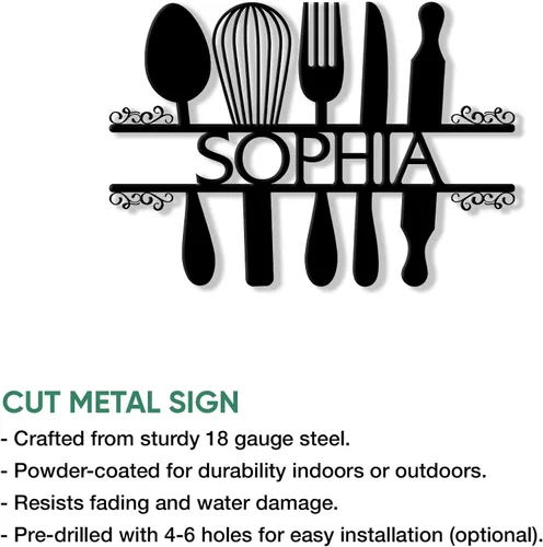 Miniatura 2 de Letrero de metal personalizado para chef de cocina, pared, valla, despensa, cocina, comedor, decoración del hogar, regalos para mamá, papá, hijo, 6