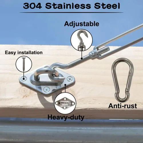 Miniatura 2 de Kit de herramientas para toldo, kit de accesorios de acero inoxidable para triángulo, cuadrado, rectangular, instalación de toldo para patio y césped