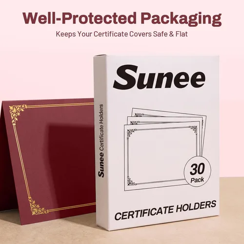 Miniatura 6 de SUNEE Titulares de certificados (borgoña, 30 paquetes), cubre diploma, borde de lámina dorada, para certificados de tamaño carta de 8.5 x 11