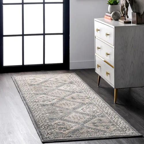 Miniatura 15 de nuLOOM Alfombra de Área Becca Tradicional con Diseño de Azulejos 2x3, Beige, Diseño Transicional Desvanecido, Resistente a las Manchas, Para