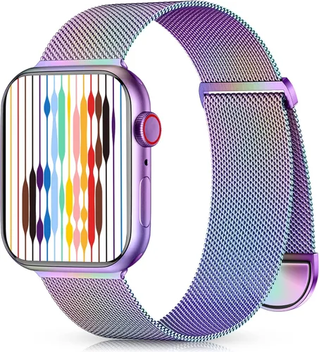 Miniatura 9 de Zedoli Correa de Metal Compatible con Apple Watch de 1.57/1.50/1.61/1.77/1.73/1.65/1.75 pulgadas para Mujeres y Hombres, Pulseras de Malla de Malla