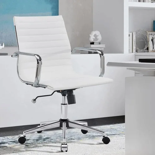 Miniatura 14 de Silla de oficina gris, ergonómica, silla de escritorio para computadora, silla ejecutiva para sala de conferencias, silla de oficina moderna