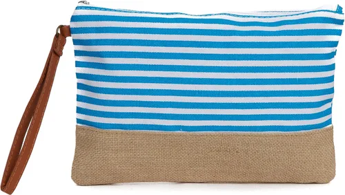 Miniatura 4 de Leisureland Bolsa de cosméticos de dos tonos de lona de algodón maquillaje bolsa de embrague, rojo (Buffalo Plaid Red)
