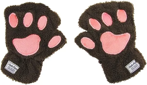 Miniatura 27 de FakeFace Lindos guantes de felpa de piel sintética sin dedos para niñas y mujeres