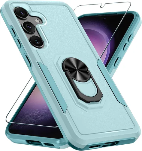 Miniatura 21 de Funda compatible con Samsung Galaxy S22 con protector de pantalla [no para S22+], resistente a prueba de golpes, funda de teléfono de cuerpo Verde