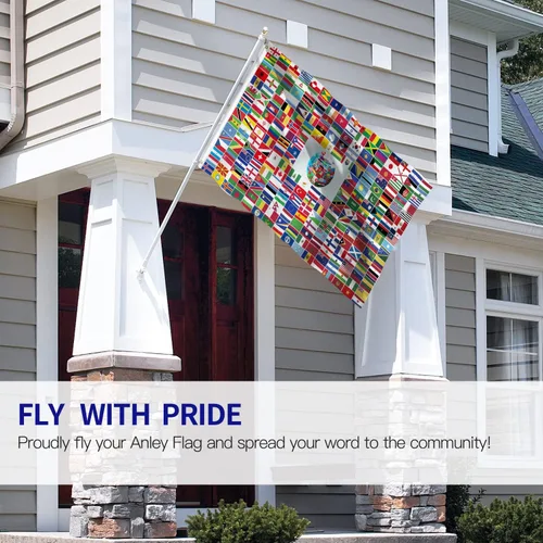 Miniatura 2 de ANLEY Fly Breeze - Bandera mundial mundial de 3 x 5 pies, colores vivos y a prueba de decoloración, cabecera de lona y doble costura, 216 banderas