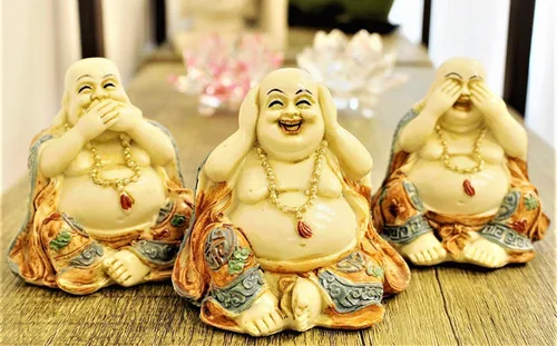 Miniatura 5 de We pay your sales tax 3 figuras de monjes de Buda Feng Shui, estatuas para decoración del hogar, regalo de cumpleaños, regalo de inauguración