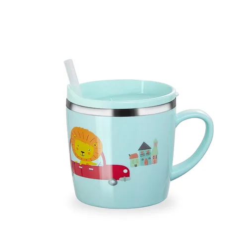Tazas Vasos para Bebés y Niños Pequeños Taza con Boquilla de Aprendizaje Entrenadora para Leche Café Chocolate Caliente Taza Entrenadora con Pajita