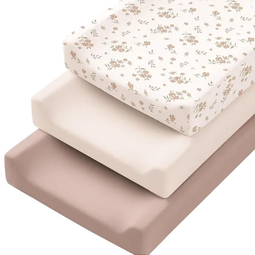 Konssy Paquete de 3 fundas elásticas para cambiador para niña, niño, funda suave y sedosa para mesa cambiadora, sábanas transpirables para cambiador