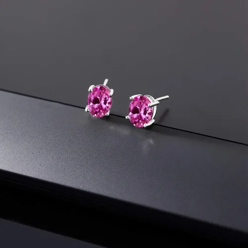 Miniatura 319 de Gem Stone King Aretes de oro de 14 quilates con piedra natal ovalada de 0.315 x 0.236 in Aretes de oro para mujer