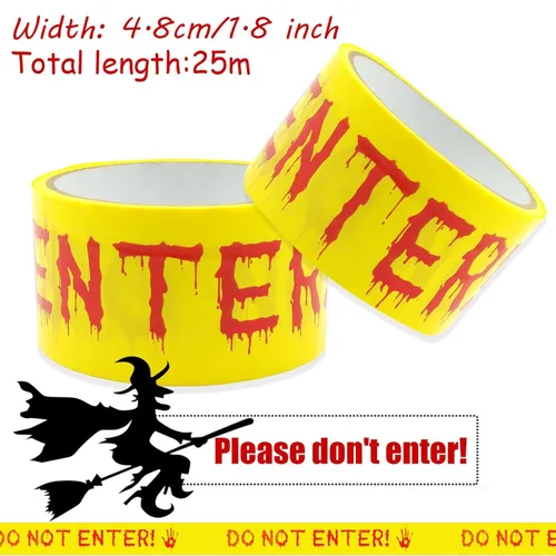 Miniatura 2 de Cinta de precaución para decoración de Halloween, rollo amarillo de 2 pulgadas x 82 pies, cinta de advertencia de peligro para exteriores e