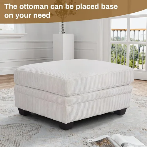 Miniatura 9 de Legend Vansen Sofá Seccional Modular de Gran Tamaño, Sofá en Forma de U de 7 Asientos con Otomana, Sofá de Pana con Asiento Profundo, Sofás Crema