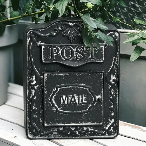 Buzón de correo vintage para montaje en pared, para exteriores, estilo antiguo, nostálgico, decoración del hogar, buzón de metal, decoración para el