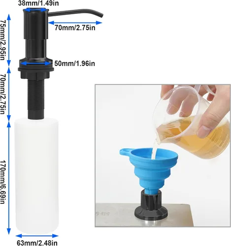 Miniatura 4 de Dispensador de jabón para fregadero de cocina, bomba dispensadora de jabón para fregadero de cocina, recarga desde la parte superior, dispensador