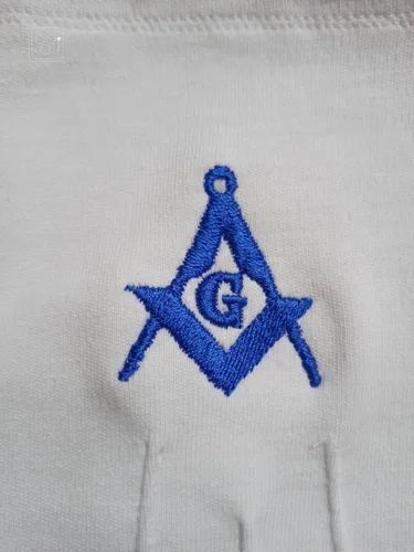 Miniatura 2 de RS Master Mason Blue Lodge Square & Compass Masonic - Guantes de algodón bordados, color blanco, Blanco