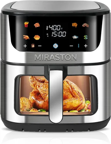 Miniatura 10 de Freidora de aire digital de 5.8QT con ventana visible, temperatura y temporizador ajustables, fritura al aire, recalentamiento, fácil para alimentos