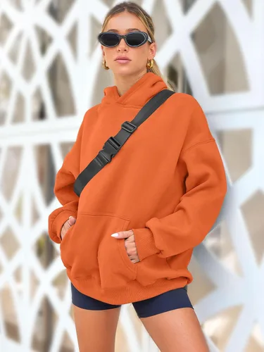 Miniatura 8 de AUTOMET Sudaderas de gran tamaño con capucha de forro polar para mujer, camisas de manga larga, sudaderas con bolsillo para otoño 2025