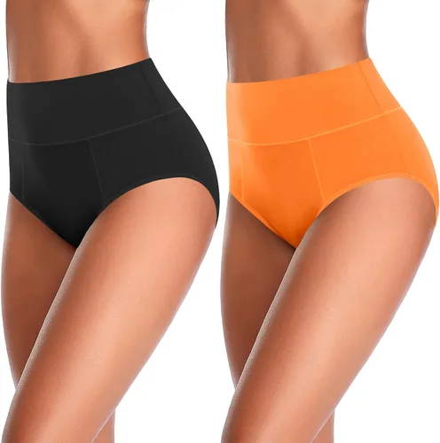 Miniatura 4 de ASIMOON Ropa interior de cintura alta con control de abdomen para mujer, de algodón, talla grande, cobertura completa, bragas para mujer