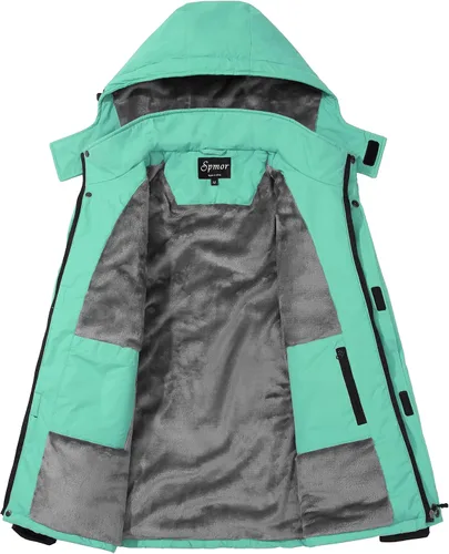 Miniatura 2 de Spmor - Chaqueta de esquí impermeable para mujer, para montaña, lluvia, abrigo de invierno, a prueba de viento, con capucha