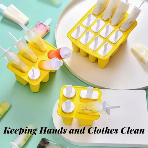Miniatura 4 de AuraGlor Juego de 4 moldes clásicos para paletas, moldes de silicona para hacer helados, moldes para helados, accesorios de cocina, fácil Rosado