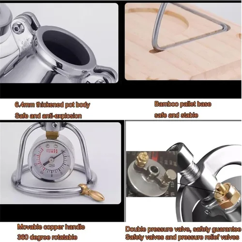 Miniatura 8 de Chinese Popcorn Cannon, High Pressure Popcorn Maker, Hand Puffed Rice Maker Popcorn Popper, Stovetop Maquina Palomitas Maiz(500ml)