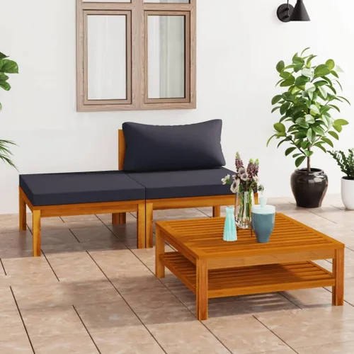Miniatura 9 de Sofá de salón seccional con cojín gris oscuro, madera de acacia maciza para sala de estar, apartamento, dormitorio y oficina