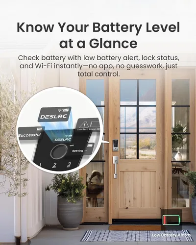 Miniatura 9 de DESLOC Cerradura inteligente WiFi D110 Plus, Wi-Fi incorporado, sin necesidad de hub, cerradura de entrada sin llave con huella dactilar, cerrojo