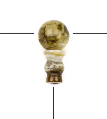 Miniatura 8 de Cherry Blossom Beads Piedra preciosa Mala Guru Bead – Turquesa africana – Tres agujeros 0.394 in redondo con torre de 0.276x0.394 in – Tres