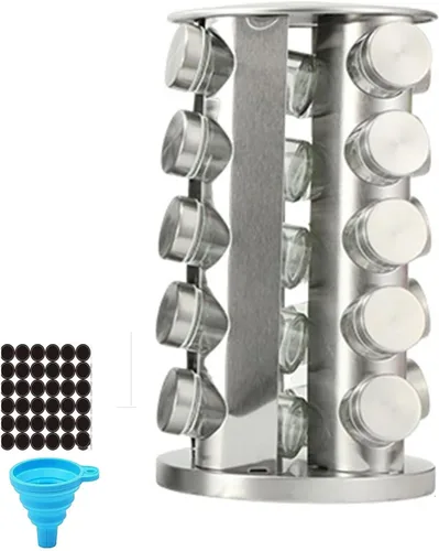 Juego de estante de especias giratorio, organizador de torre de especias de cocina para encimera o gabinete, organizador giratorio de escritorio