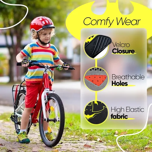 Miniatura 6 de Guantes de ciclismo de medio dedo para niños, antideslizantes, acolchados, antideslizantes, sin dedos, para niños y niñas, ideales para BMX, MTB