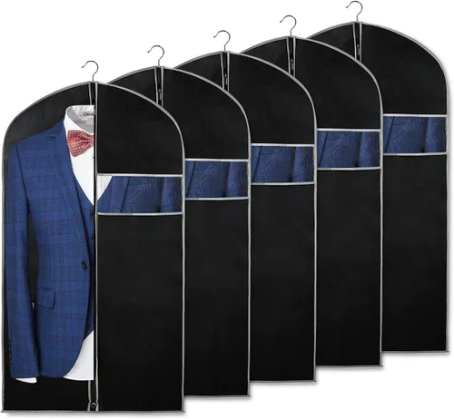 Miniatura 8 de Syeeiex 40 pulgadas (5 piezas) y 60 pulgadas (8 unidades), bolsa de traje, bolsas de vestir para vestidos, bolsas de ropa para colgar ropa, bolsas