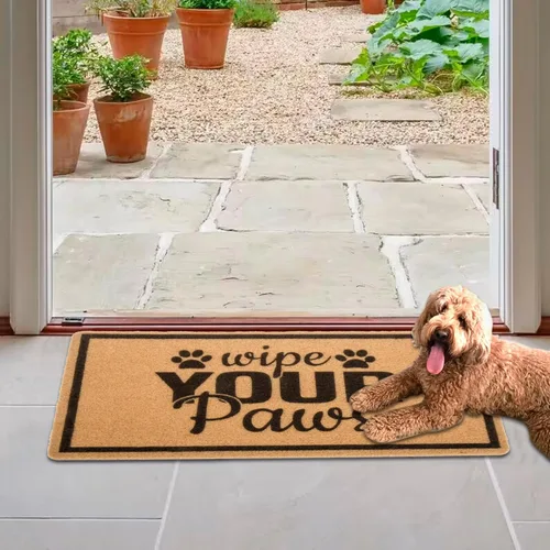 Miniatura 2 de Wipe-Your-Paws-Felpudo – Tapete de bienvenida con huella animal para exteriores e interiores, tapete divertido para puerta de entrada exterior