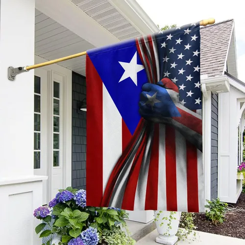 Miniatura 13 de Banderas de Puerto Rico – Bandera estadounidense puertorriqueña – Bandera de jardín de 12 x 18 pulgadas, decoración para exteriores, lona resistente