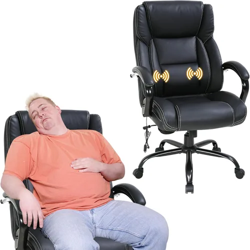 Miniatura 11 de Silla de oficina grande y alta para personas pesadas, 500 libras, silla de computadora de piel sintética, silla de escritorio de masaje, silla