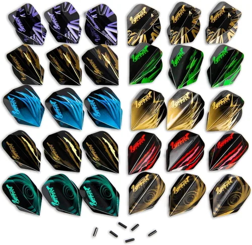 Miniatura 10 de IgnatGames Vuelos de dardos y accesorios – Juegos de 30 dardos de diferentes formas y 6 protectores de vuelo, kit de accesorios de dardos Kit