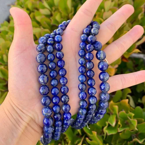Miniatura 2 de Adabele GE15-6 - 1 hebra de piedras preciosas curativas de lapislázuli azul natural, no teñidas, cuentas sueltas redondas y sueltas, espaciador