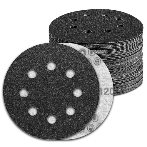 Miniatura 25 de 2 almohadillas de repuesto para lijadora de 5 pulgadas, 8 agujeros de gancho y bucle con 3 orificios para tornillos para lijadora orbital aleatoria