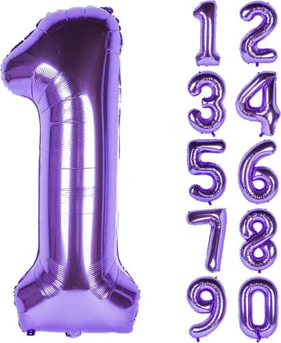 Miniatura 26 de Globos de 40 pulgadas para inflar con helio, de película de aluminio, para fiestas, cierre manual (púrpura 0)