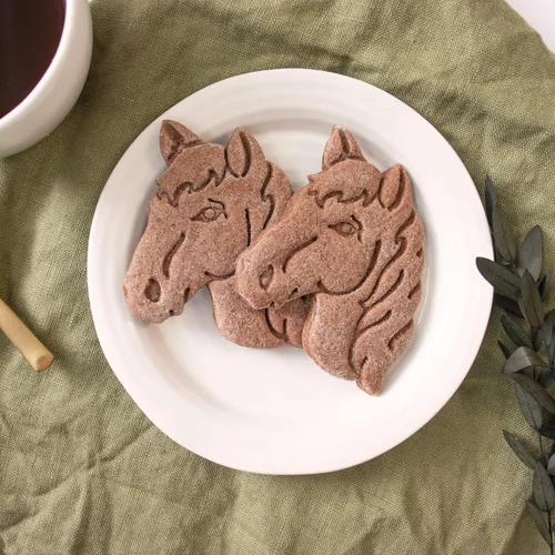 Miniatura 5 de Juego de 2 cortadores de galletas de caballo - Cabeza de caballo y diseños de correr, 2 piezas - Bakerlogy