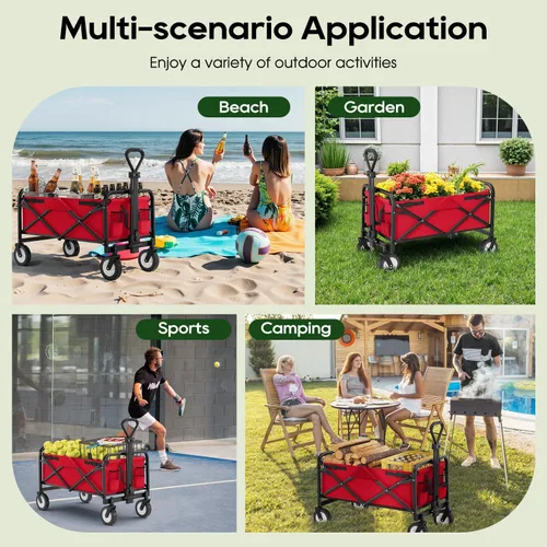 Miniatura 2 de PayLessHere Carrito plegable con ruedas Negro Carrito plegable resistente con capacidad de 330 libras con ruedas todo terreno y mango