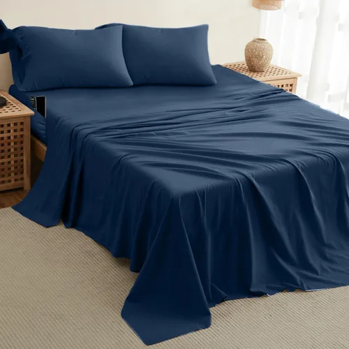 Miniatura 10 de DREAMCARE Juego de sábanas de tamaño King, 4 piezas, sábanas refrescantes de hasta 21 pulgadas de profundidad, sábanas y fundas de almohada de lujo