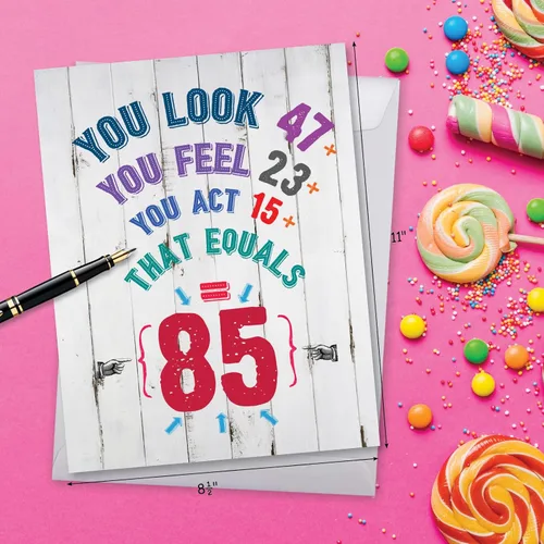 Miniatura 3 de NobleWorks - Divertida tarjeta de feliz cumpleaños número 85 (8.5 x 11 pulgadas) - Tarjeta jumbo para niños de 85 años, felicitaciones de cumpleaños